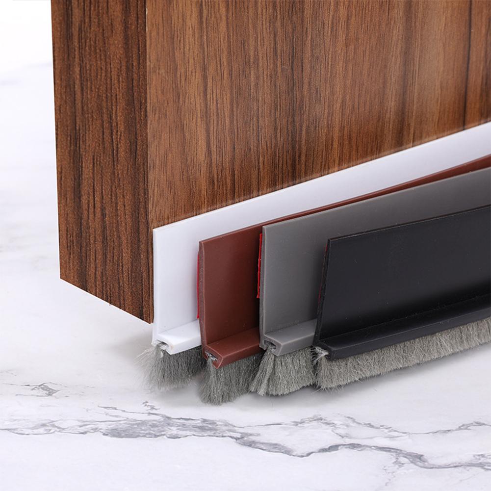 2PCS Door Bottom Sealing Strip With Brush Soundproof Sealing Strip Hardware Windproof Anti-Cold Door Gap Weather Stripping 100CM