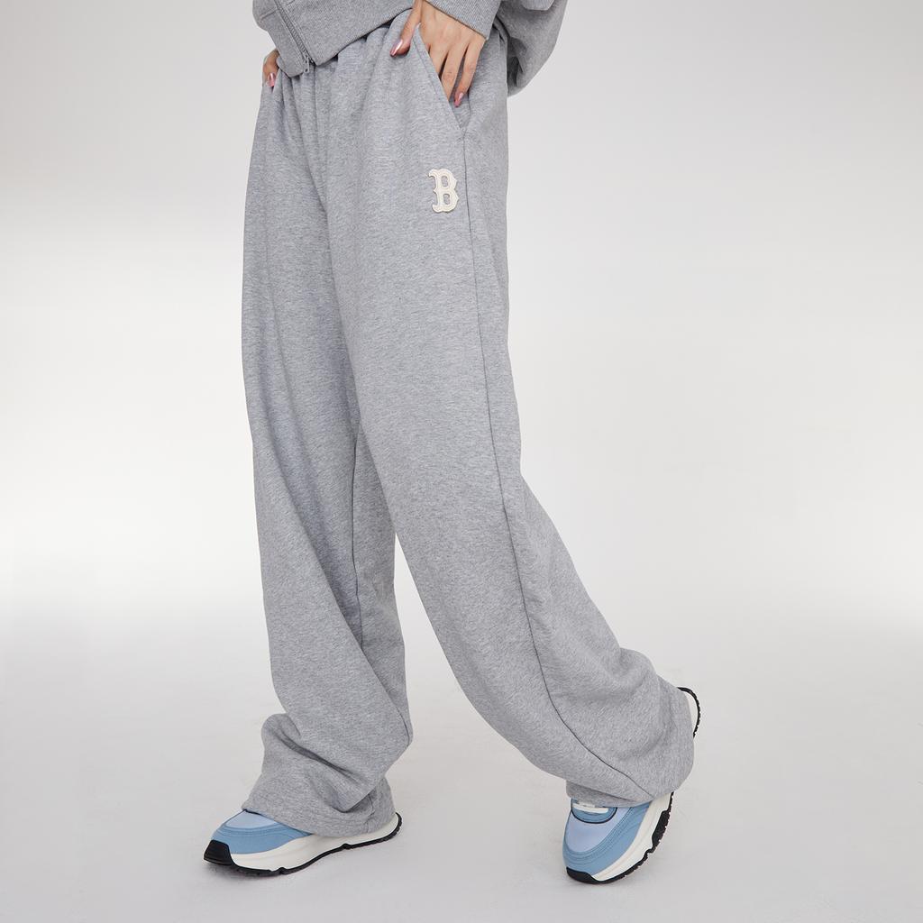 MLB Boston Red Sox Solid Color Logo Embroidered Elastic Waist Wide Leg Casual Pants Unisex bottoms Light-Gray 3APTB0234-43MGS