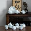 Underglaze Color Pure Hand-painted Blue and White Teapot Small Fresh Cover Bowl Dry Brewing Pot Bearing Teacup Brewing Teapot High-grade Kung Fu