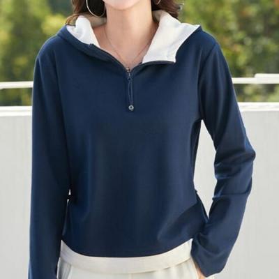 Navava Women Daily Casual Color Blocking Long Sleeve Hoodie T shirT nT3193