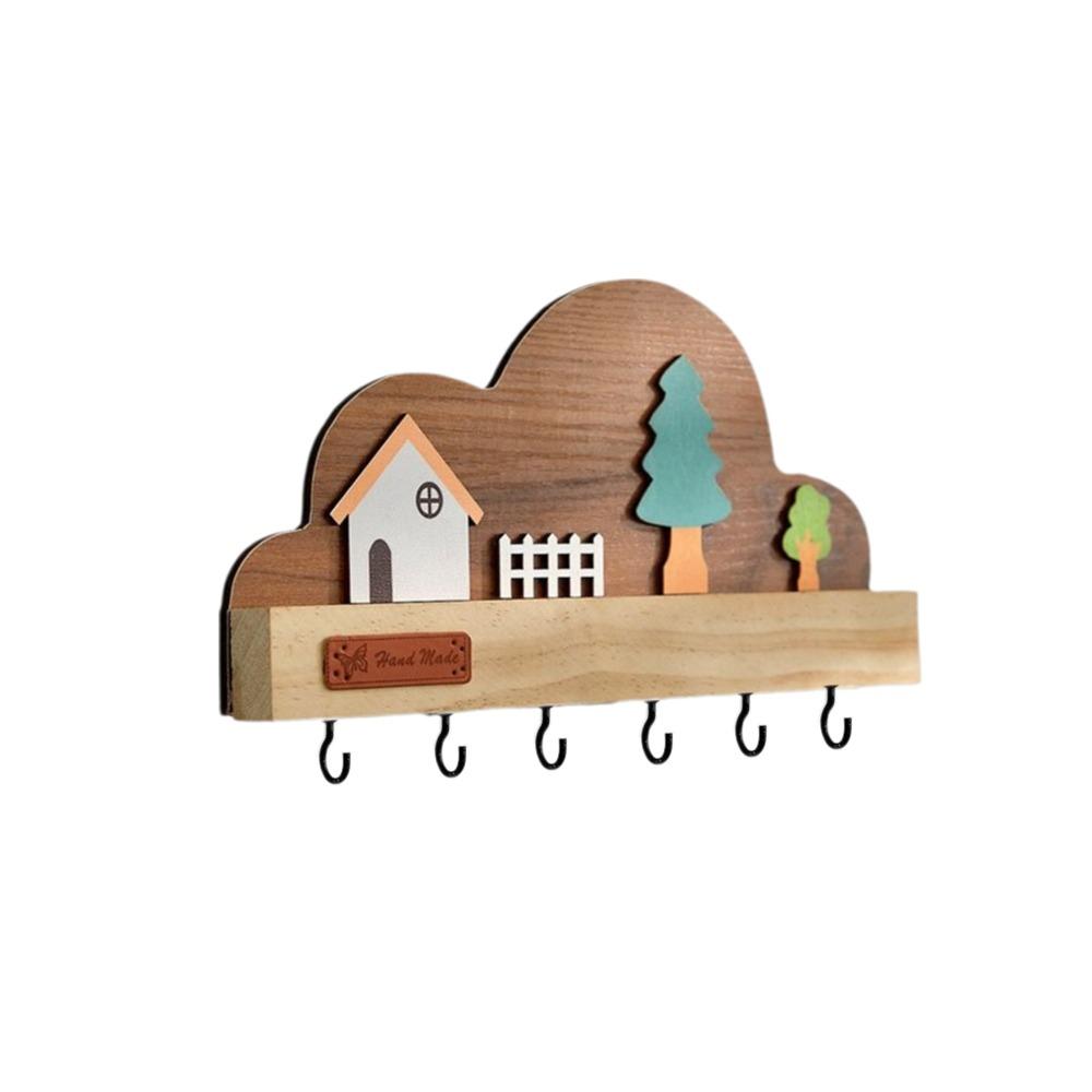 No-Drill Key Storage Hanging Hook Solid Wood Coat Rack Practical Door Wall Hook  Home Decor