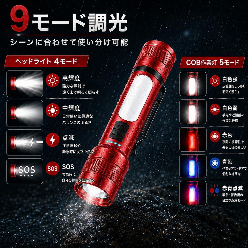 Super Bright Flashlight, Powerful 25,000 Lumens, with COB Work Light,