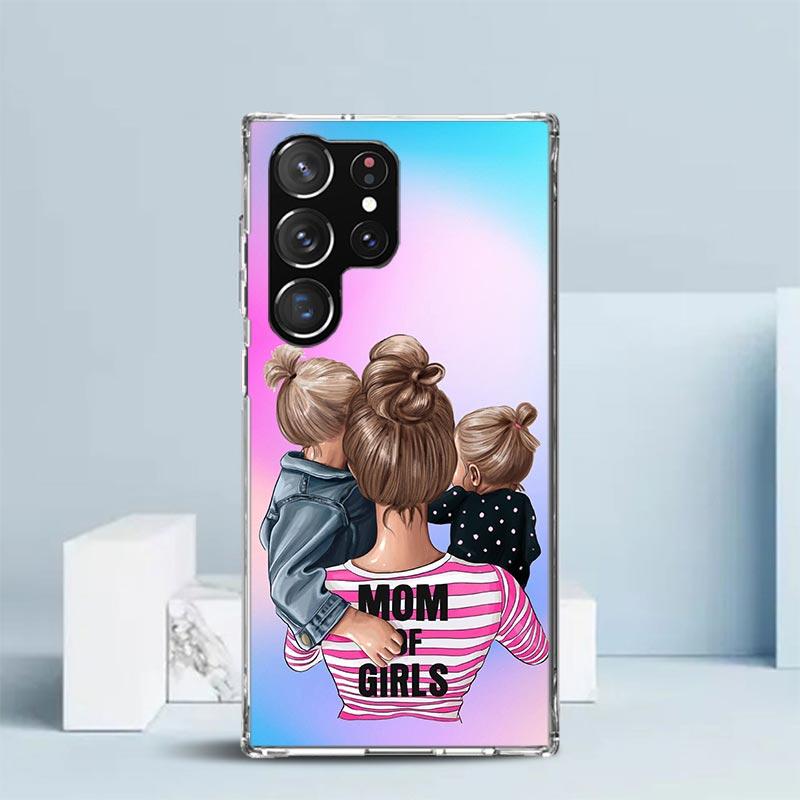 Woman Fashion Girl Super Mom Baby Phone Case For Samsung Galaxy S24 S25 Edge S26 Ultra S22 S23 Plus S21 + S20 FE Soft TPU Back C Samsung S26 Ultra