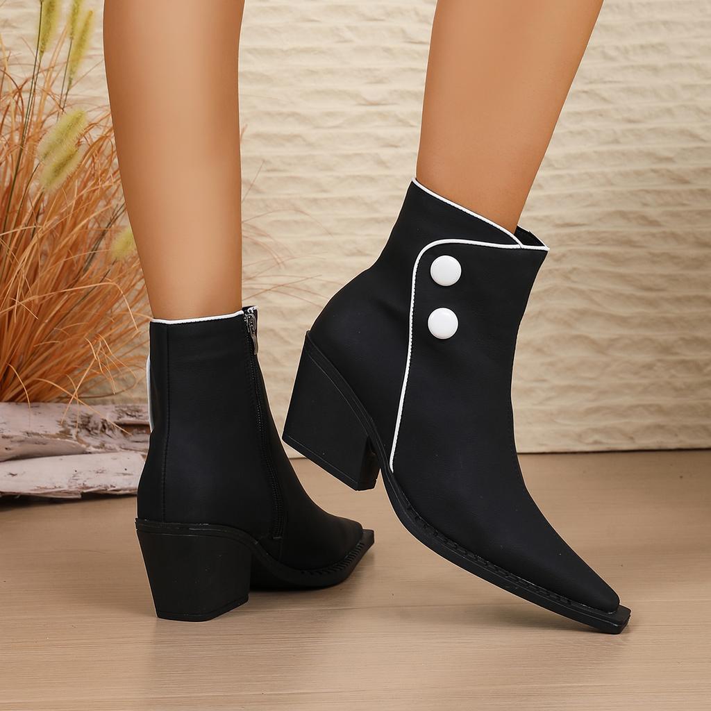 Fashion Autumn New Comfortable Pointed Toe Side Zipper Women's Boots Fashionable Versatile Thick Heel High-heeled Women's Boots 457