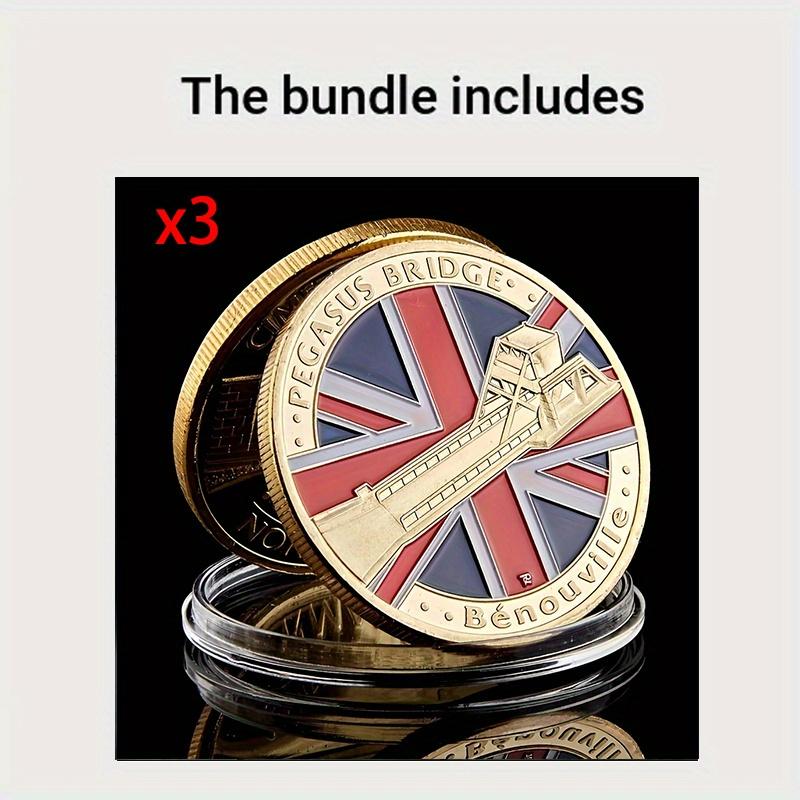 Replica Coin World War II British D-Day Commemorative Gold Coin-British Bulldog and Pegasus Bridge Design,Collectible Coin Gift
