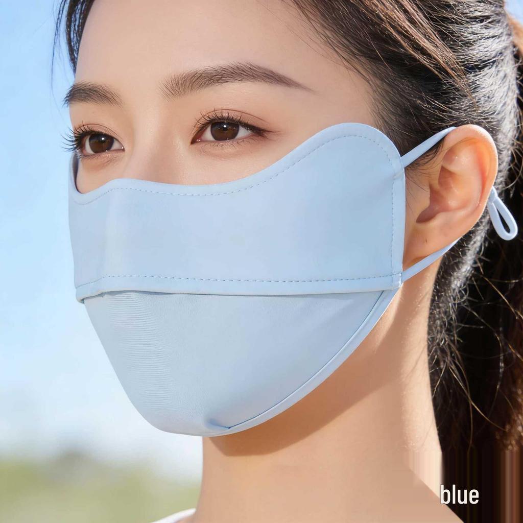 Women's Summer Anti-UV Cycling Mask & Goggles, Ice Silk Breathable Full Face Cover with Integrated Hood.