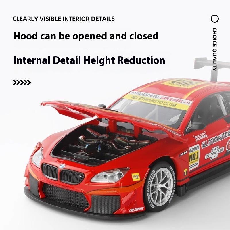 1:24 BMW M6 GT3 Super Sports Racing Alloy Metal Car Model Sound Light Choice Cool Chic Auto Collecting Hobby Gift With Boyfriend