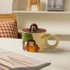 Handpainted Cartoon Ceramic Coffee Mugs Printed Pigmented Breakfast Plates  Household Use