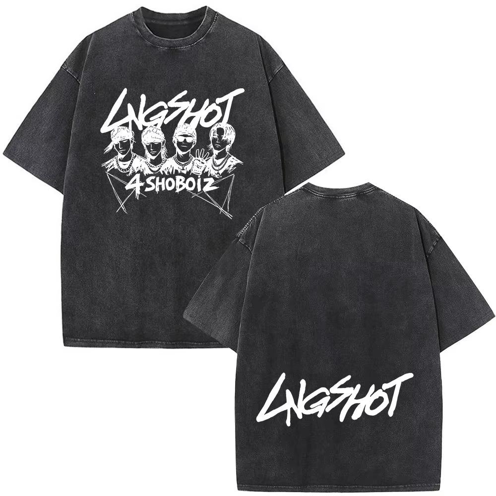 

Vintage Washed Korean Kpop Group Lngshot Jay Park Same T Shirt Men Women Clothing Fashion Hip Hop Short Sleeve Casual Top M
