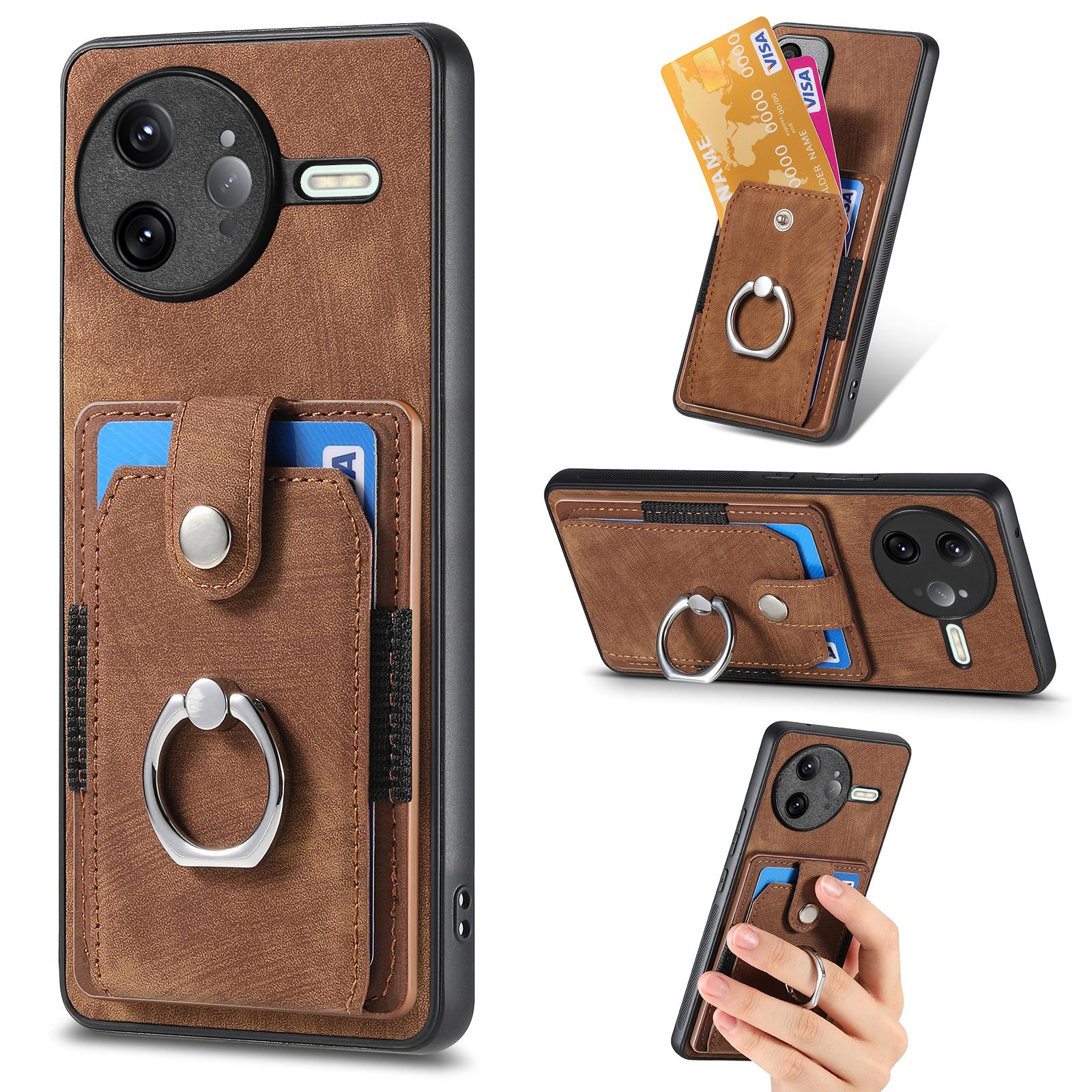 

For Xiaomi Poco F7 Ultra 5G/Xiaomi Redmi K80 Pro 5G Phone Case Leather Back Cover with Card Slots Kickstand Brown
