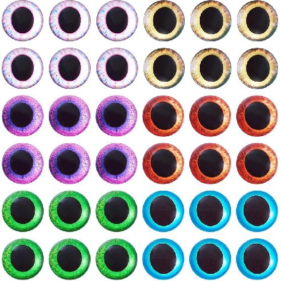 Pandahall 60Pcs Evil Eye Glass Cabochons - 12mm Half Round Flatback Dome Lucky Eye Cameo Gem Cover Beads for Pendant Props Photo Jewelry Making