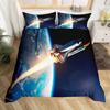Outer Space Comforter Cover Galaxy Space Rocket Print Bedding Set Universe Planet Spaceship Duvet Cover Polyester Quilt Cover