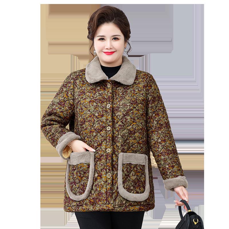 Extra Large Women's Winter Jacket Plus Size Grandma Coat, Thick Velvet-Lined Outerwear