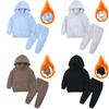 Children Fleece Winter Outfit Toddler Cotton Solid Hoodies Pullover Sweatshirt Pants Tracksuit Set Kids Boy Girl Warm Sweatsuits