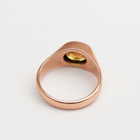 Naturlig Gul Citrin Sigillring, Handgjord Ovalslipad Ädelsten, November Födelsesten Smycken