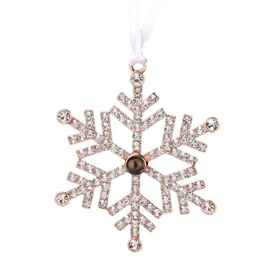 

Снежинка Рождественские украшения с персонализированной фотопроекцией Элегантная подвеска Веселые праздничные украшения для рождественской елки 5 mm розового золота