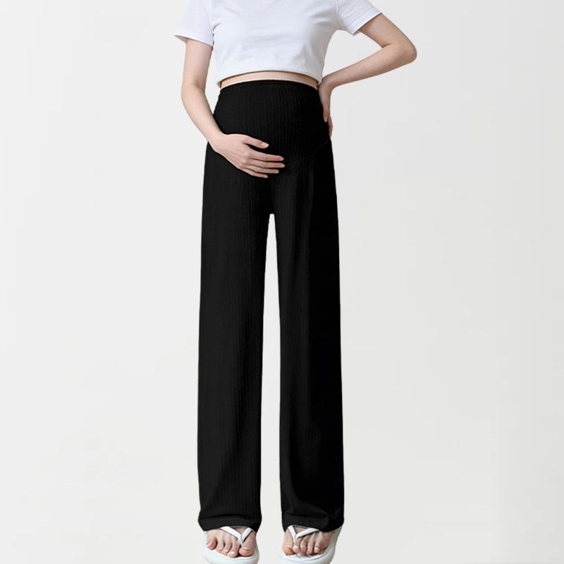 

Women s Summer Ice Silk Maternity Wide-Leg Pants with Belly Support XXL чорний