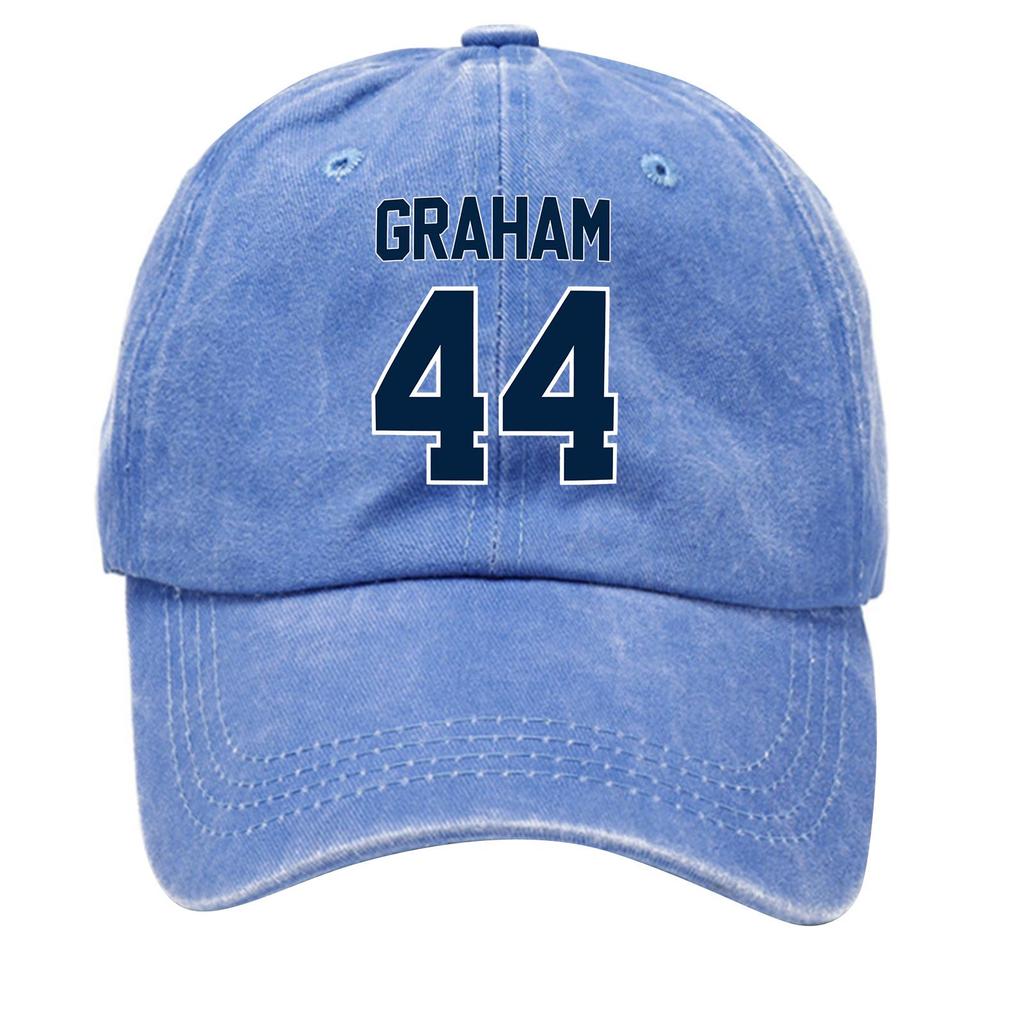 Washed Cotton Baseball Cap Vintage Style Soft Top Denim Hat with Printed Design Adjustable Strap for Casual Wear