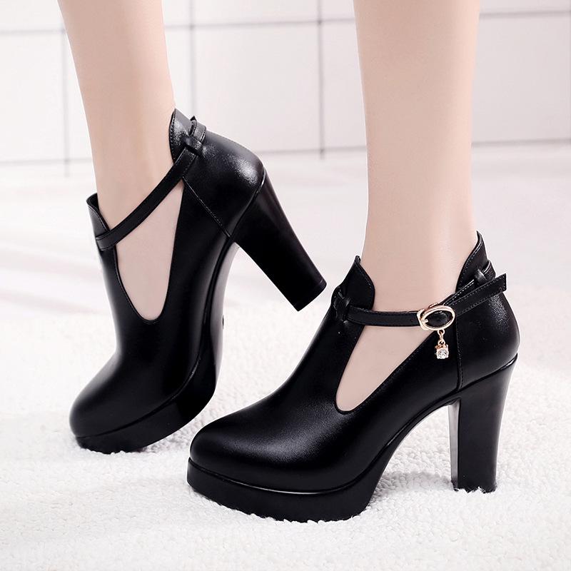 Fashion GKTINOO Quality Women's Gladiator Pumps 2024 Spring Leather Block High Heels Platform Shoes Women for Office Work Big Size