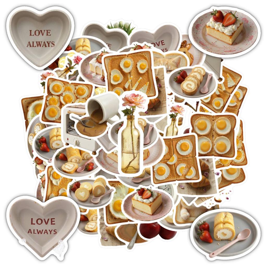 35pcs Cute Breakfast Stickers Cartoon Animals Funny Stickers School Supplies For Laptop Motorcycle Luggage Phone Laptop