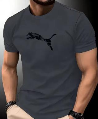 Summer new luxury men's fashion fox leopard print T-shirt round neck casual trend 2K high-end high-quality fitness