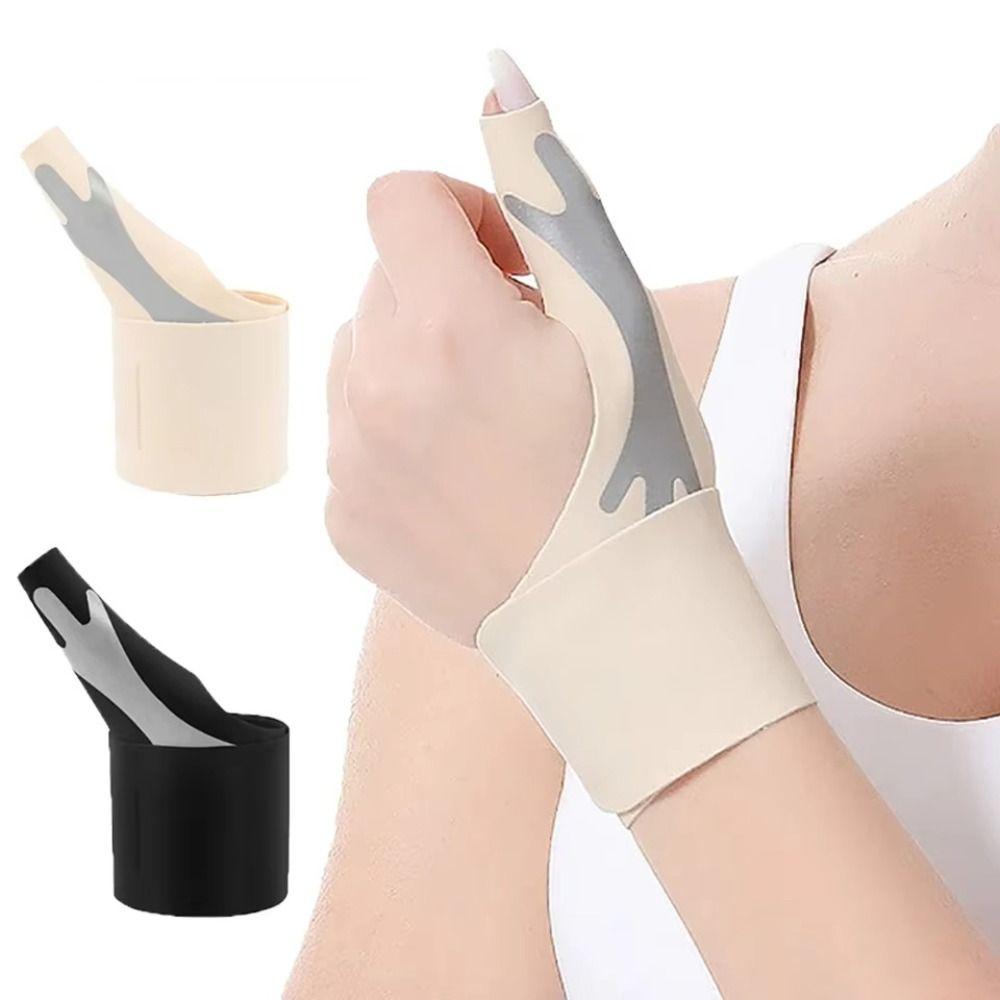 

Spandex Sport Wrist Guard with Fastener Tape Wrist Support Brace Thumb Protective Sleeve Unisex Nude Left