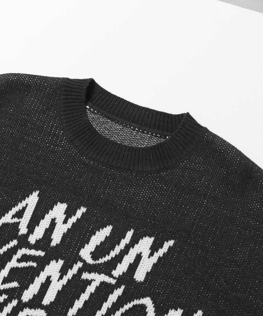 ADHOC Men'S Jacquard Lettering Oversized Knit (Black) (Hbalk10)