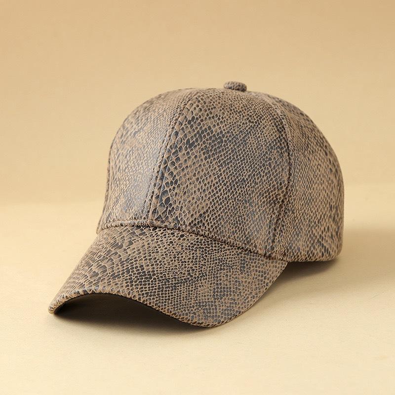 Unisex Snakeskin Print Faux Leather Baseball Cap, Adjustable Snake Pattern Dad Hat, Fashion Casual Sun Hat For Men Women Streetw
