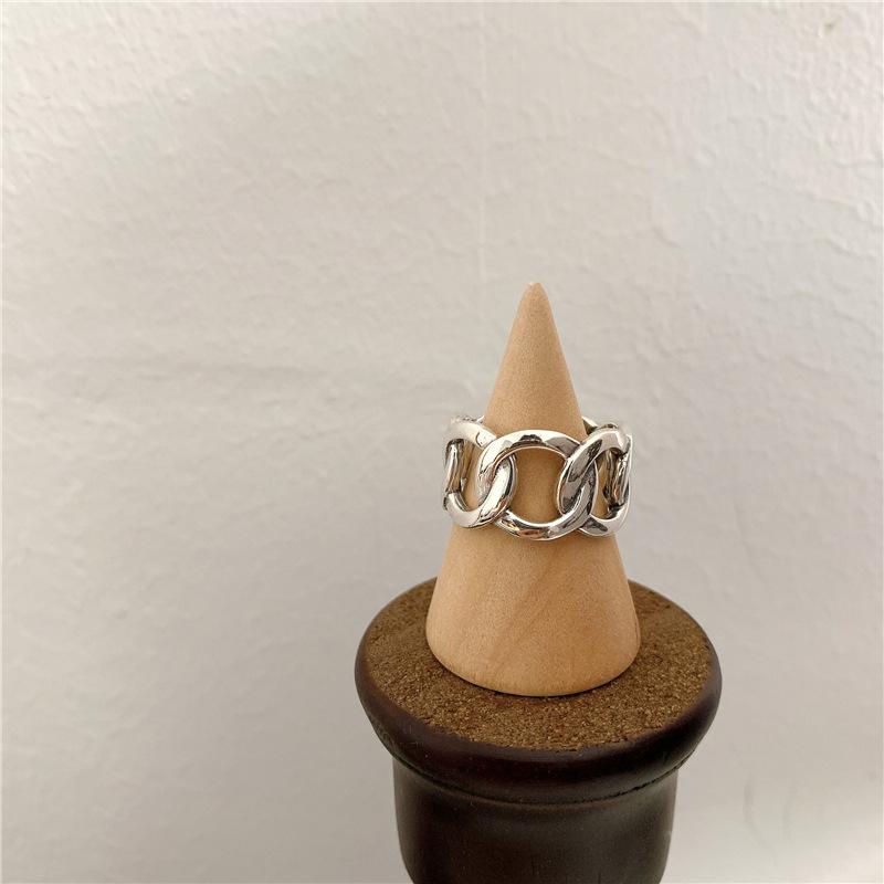 VENTFILLE 925 Sterling Silver Wide Chain Hollow Cool Open Ring Fashion Punk Geometric Trendy Party Jewelry Gifts Dropshipping