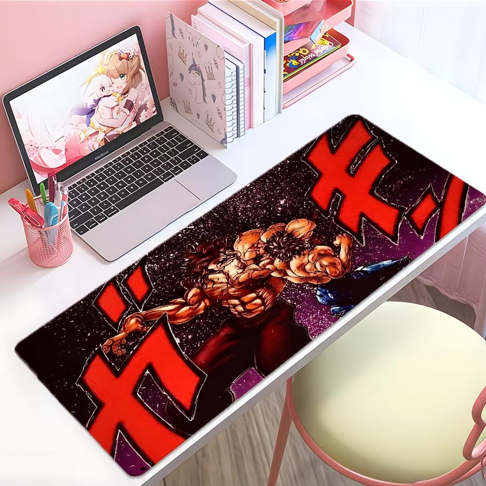 Strong Fighting Anime BBaki The Grappler Mouse Pad Large Thick Desk Pad Stitched Edges Gaming Mouse Mat For Pc