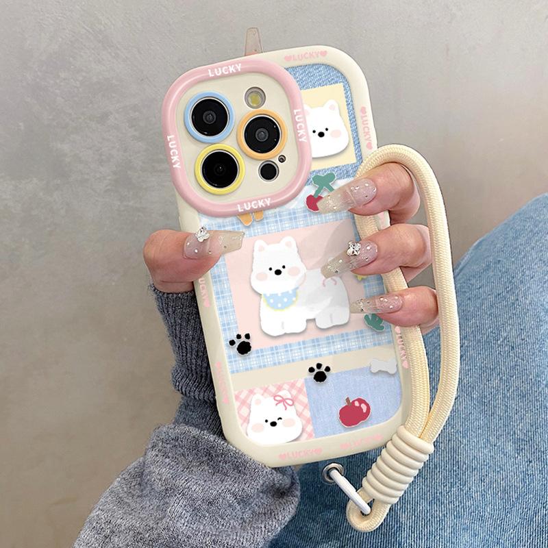 Cute West Highland Cartoon Suitable for Iphone16promax Mobile Phone Case Apple 15pro with Lanyard 14 Women 17
