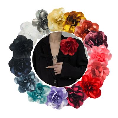 15 cm große Blumenbrosche Clip Satin Stoff Französische Blumenbrosche handgefertigt Anzug Pullover Mantel Dekor Pins Broschen