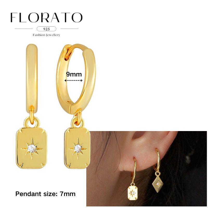Evil Eye 925 Silver Ear Needle Exquisite Shell Zircon Retro Geometric Pendant Earrings for Women Fashion Party Jewelry