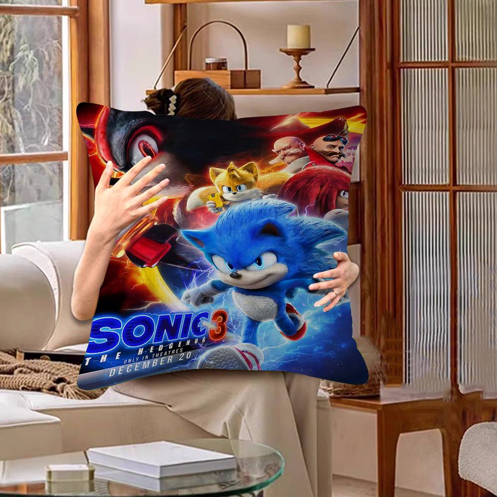 Anime S-Sonics H-Hedgehoges Cushion Cover Car Throw Pillow Case For Sofa Car Christmas Gift 40X40Cm 45X45Cm