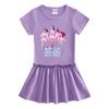 Kpop Monster Hunter Girls' Summer Pleated Dress - Stylish Color Block Ruffle Skirt for Children