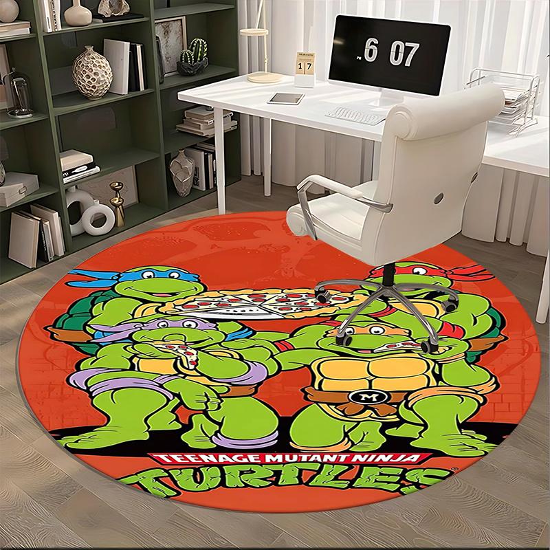 Teenage Mutant Ninja Turtles,Pizza Chair Mat Round Rug Office Carpet, Machine Washable, Non Slip, Suitable for Living Rooms, Bedrooms