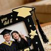 Wooden Photo Frame, Standard Size Graduation Picture Display, Black Gold with Rear Stand, Grad 2026 Picture Holder for Graduation Keepsake