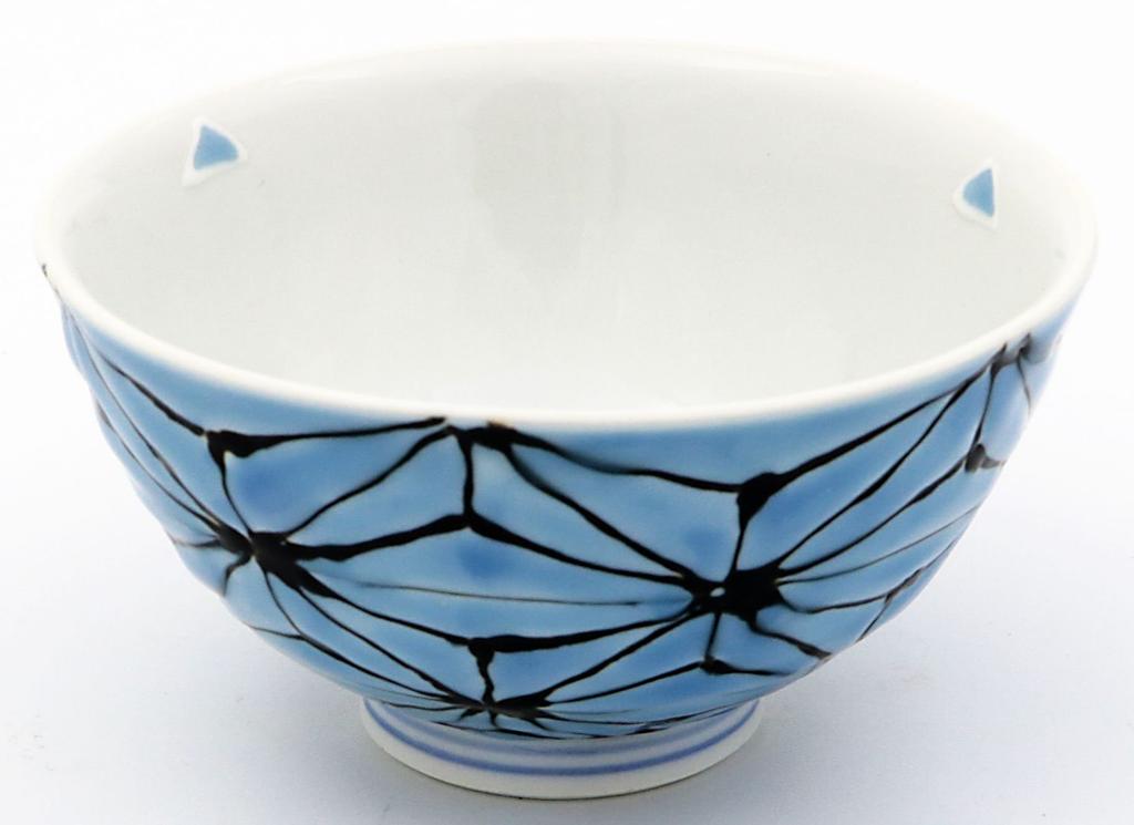 Hasami Ware Daishingama Colorful Hemp Leaf Rice Bowls (Pair) (Gift Boxed)