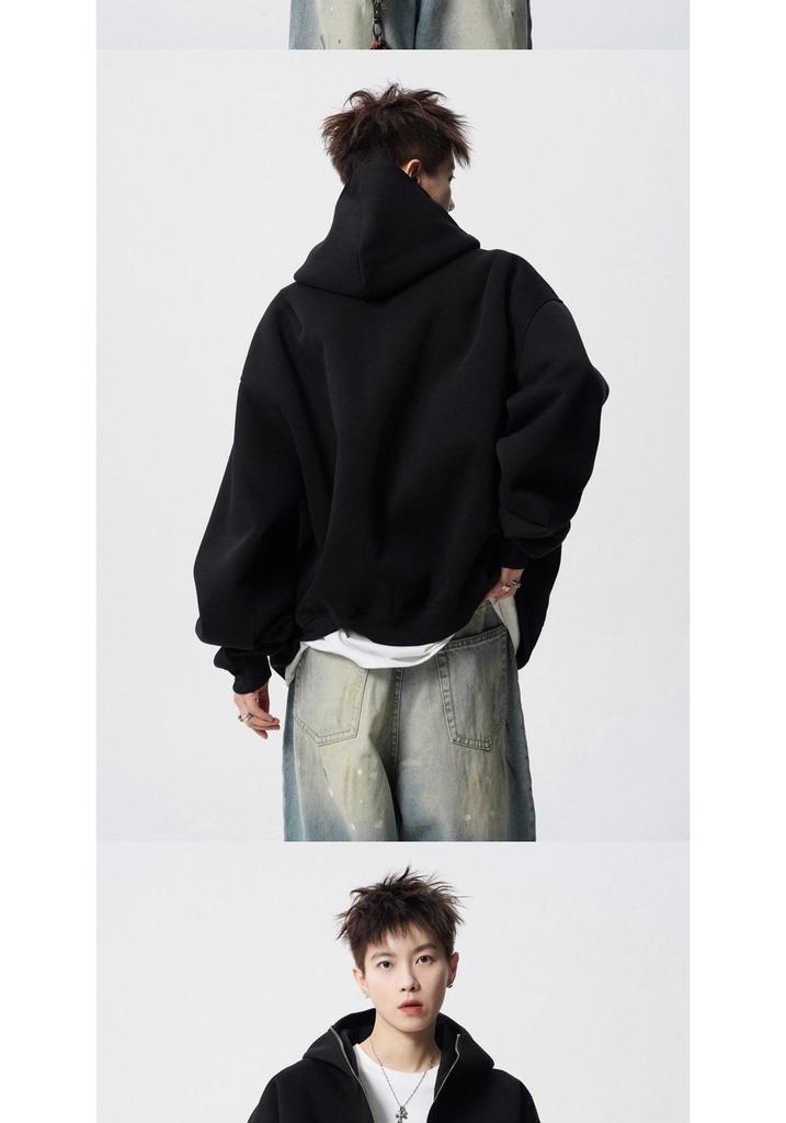 Unisex Heavyweight Hooded Sweatshirt – Spring/Autumn High-End Loose Fit Cardigan