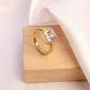 18K Gold Plated Square Multi-color Crystal Chunky Rings Stainless Steel Hypoallergenic Texture CZ Zircon Knuckle Ring Anillos