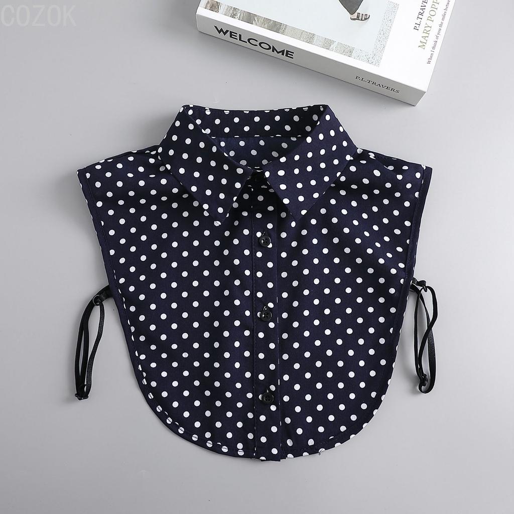 Women's Solid Colour Black White Vertical Small Flip Collar Versatile Shirt Jumper Jumper Fashion Lace False Collar Four Seasons