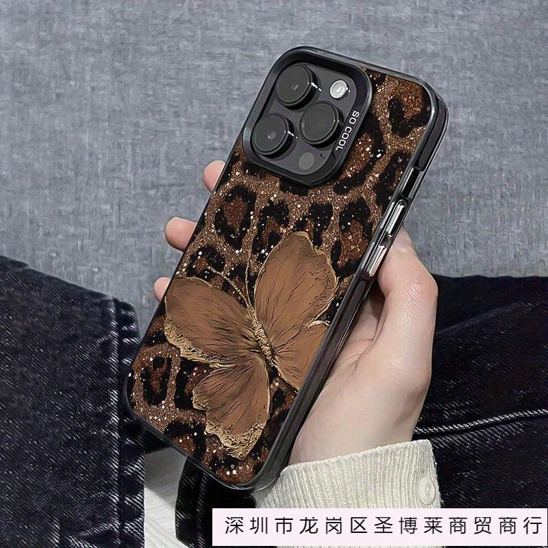 Leopard print butterfly is suitable for Apple 16plus mobile phone case iPhone16/15/14 advanced sense 11 new 12 anti-drop