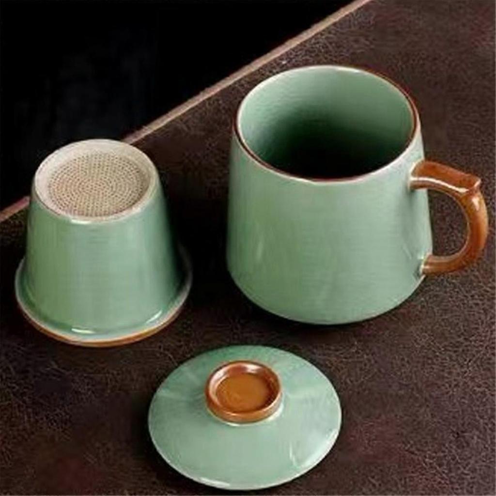 Ceramic Tea Cups,Tea Cup with Infuser and Lid,with Filters Bright and Colorful for Making Tea,Coffee less