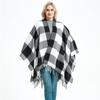 Amazon Factory Direct Sales of New European and American Autumn/winter Shawls for Women, Cashmere Black-and-white Fringe Plaid Slit Shawl