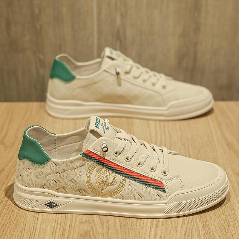 Men's board shoes fashionable summer thin light luxury white shoes