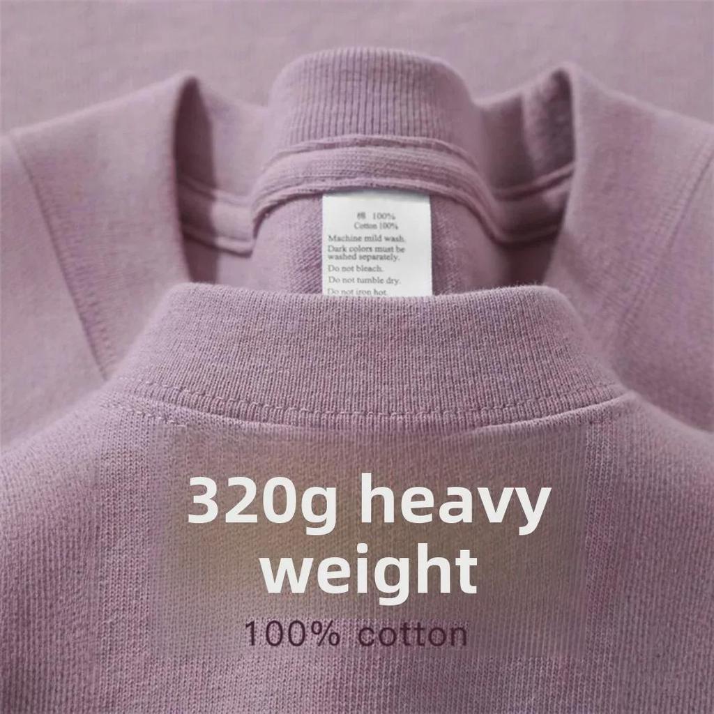 320g Heavyweight White Cotton Short-Sleeve T-Shirt for Men and Women - Thick, Non-Transparent, Loose Fit, Perfect for Summer. 