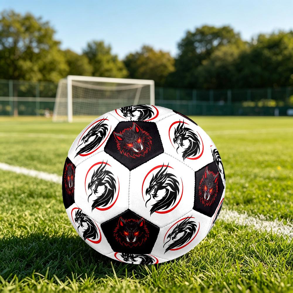 1PC Dragon Circle Artwork Wolf Spirit Soccer Ball Size 5 Football Machine Sewn Indoor/Outdoor Universal Football Gift W67
