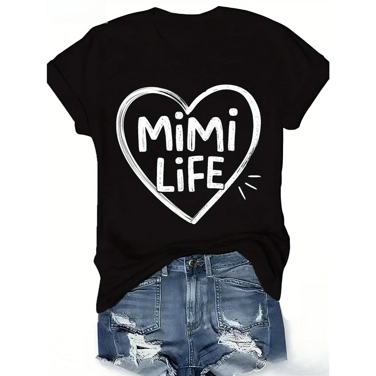 

mimi life Women s Short Sleeve T-Shirt Casual Crew Neck Short Sleeve Top Perfect for Spring Summe S чёрный