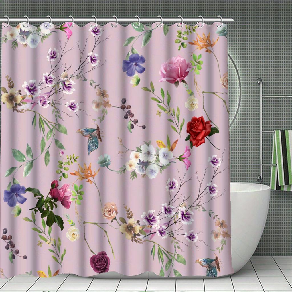 1PC Floral Shower Curtain for Bathroom Modern Bath Decor For Bathroom Shower Curtains Multi-Size Home Decor Bathroom Decor