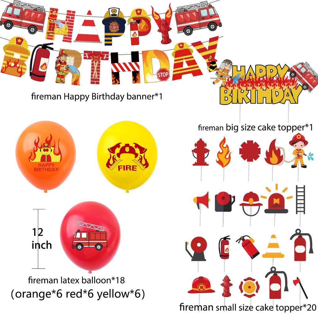 Hochwertige Feuerwehr Partyartikel Feuerwehrmann Thema Kuchenstecker Ballon Zugflaggen Set
